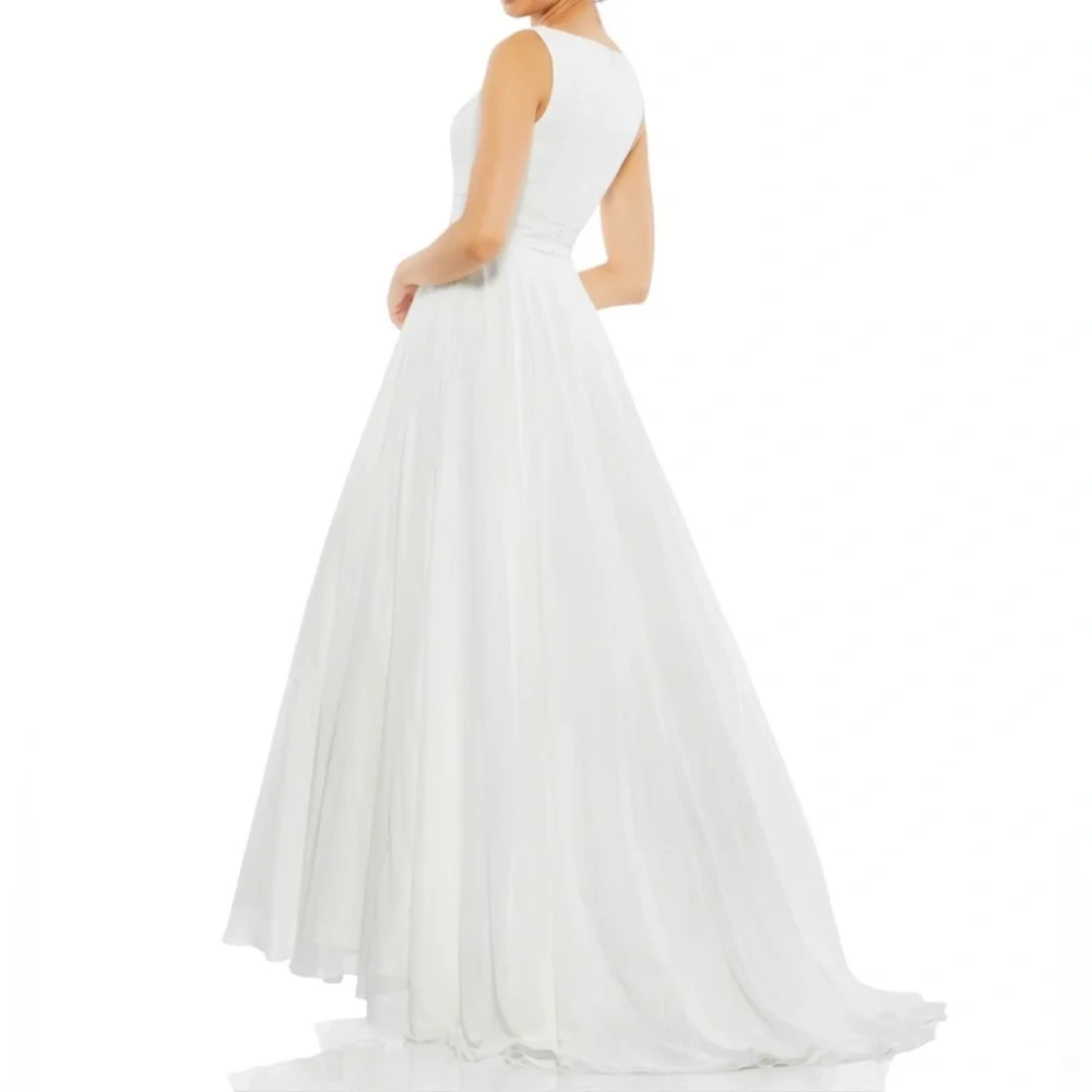 NEW IEENA for MAC DUGGAL 55272 White Chiffon Ball-Gown Wedding Dress Sz 0 - Picture 5 of 14